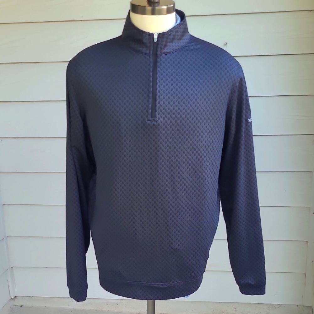 PETER MILLAR Grey Black Skulls Golf Pattern Mens L Half Zip Golf Pullover Jacket